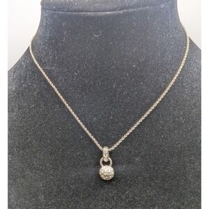 CAROLEE Silver Tone Pave Ball Pendant Necklace Womens 8.41g